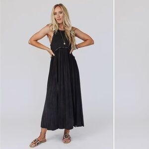 Three Bird Nest Black Daisy Chain Maxi Dress